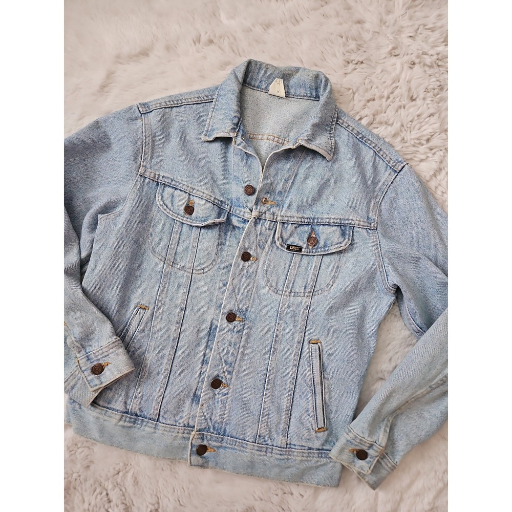Vintage 80s Lee Rider Denim Trucker Jacket Light Wash Made‎ in USA - Small